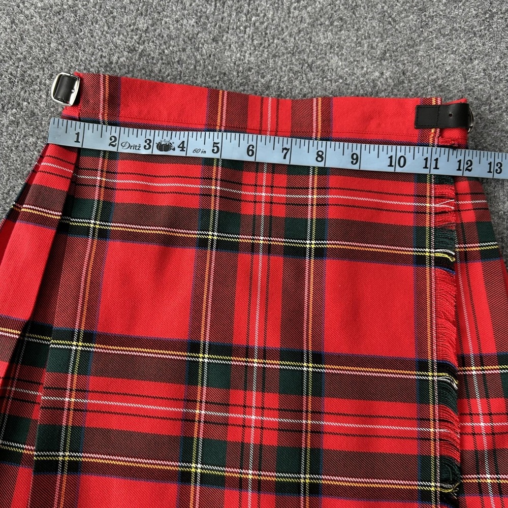 O'Neil Of Dublin Skirt Girls 7-8 Red Plaid Pleated School Kilt Buckle Ireland - Picture 4 of 10